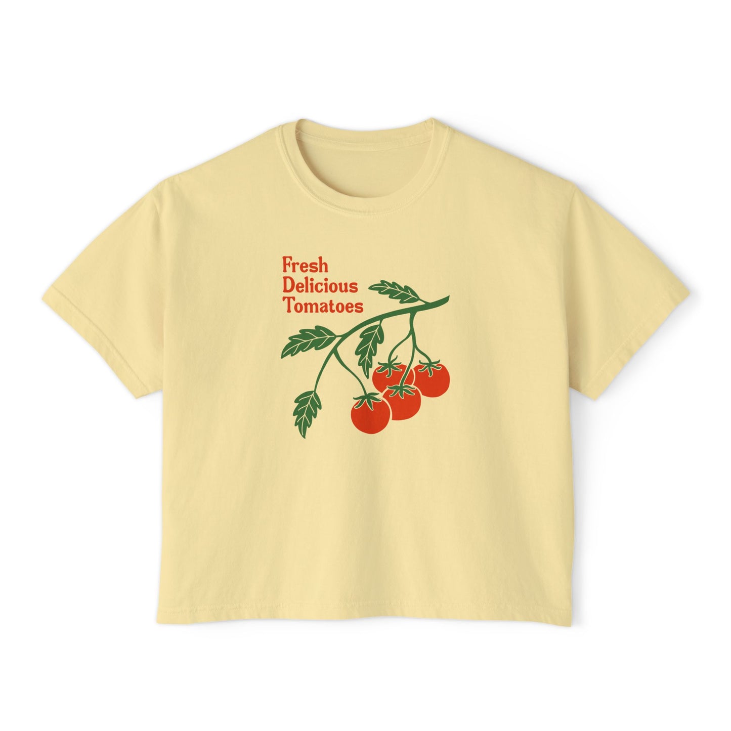 Fresh Delicious Tomatoes CROP Tee | Tomato Vine Illustration, Garden Produce Shirt Comfort Colors Boxy Crop