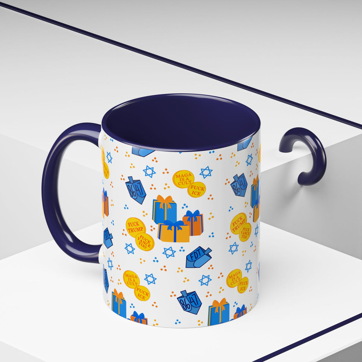 Hanukkah Gift Coffee Mug – Happy Hanukkah Dreidel Gelt Gifts FDT Mug