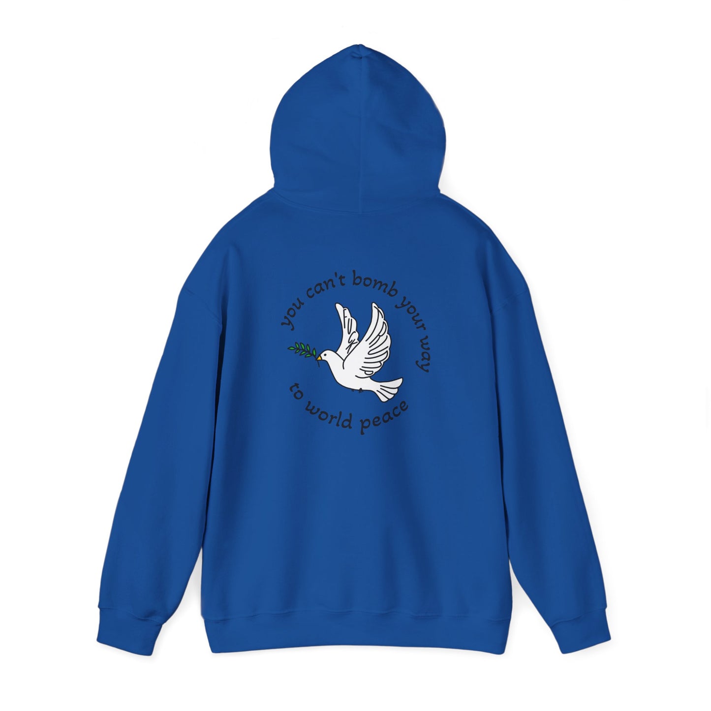 Bombs for World Peace Dove with Olive Branch Hoodie | front and back sweatshirt