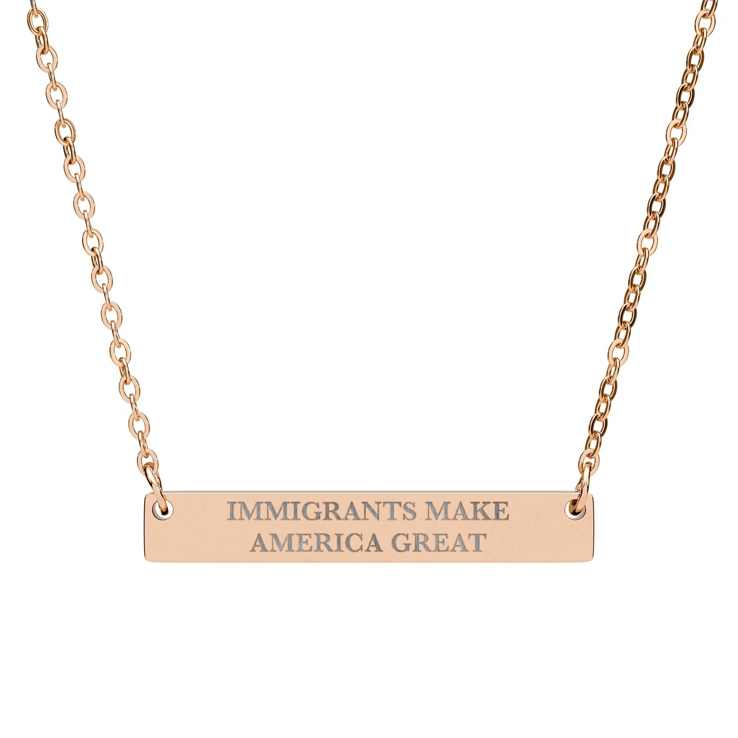 Immigrants Make America Great Engraved Horizontal Bar Necklace