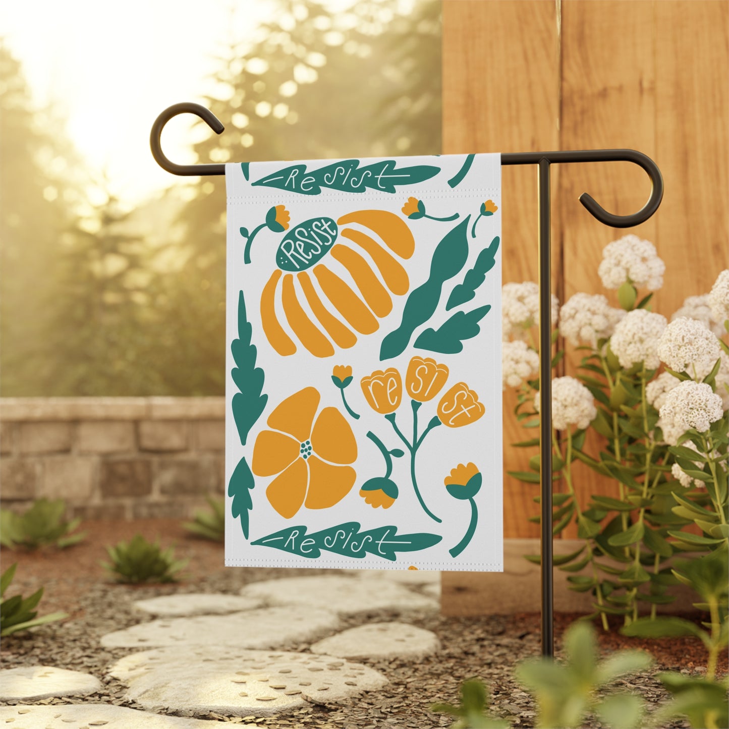 Resist Floral Garden Flag — Decorative Outdoor House Banner