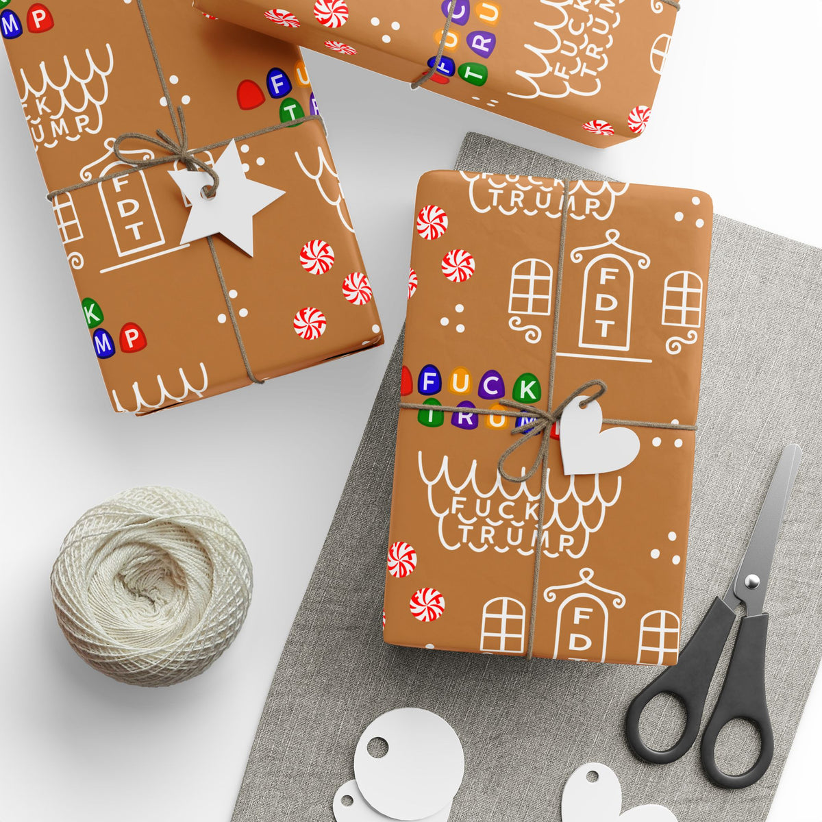 Slightly Subtle Gingerbread House FDT Pattern Wrapping Paper | Holiday Gift Wrap