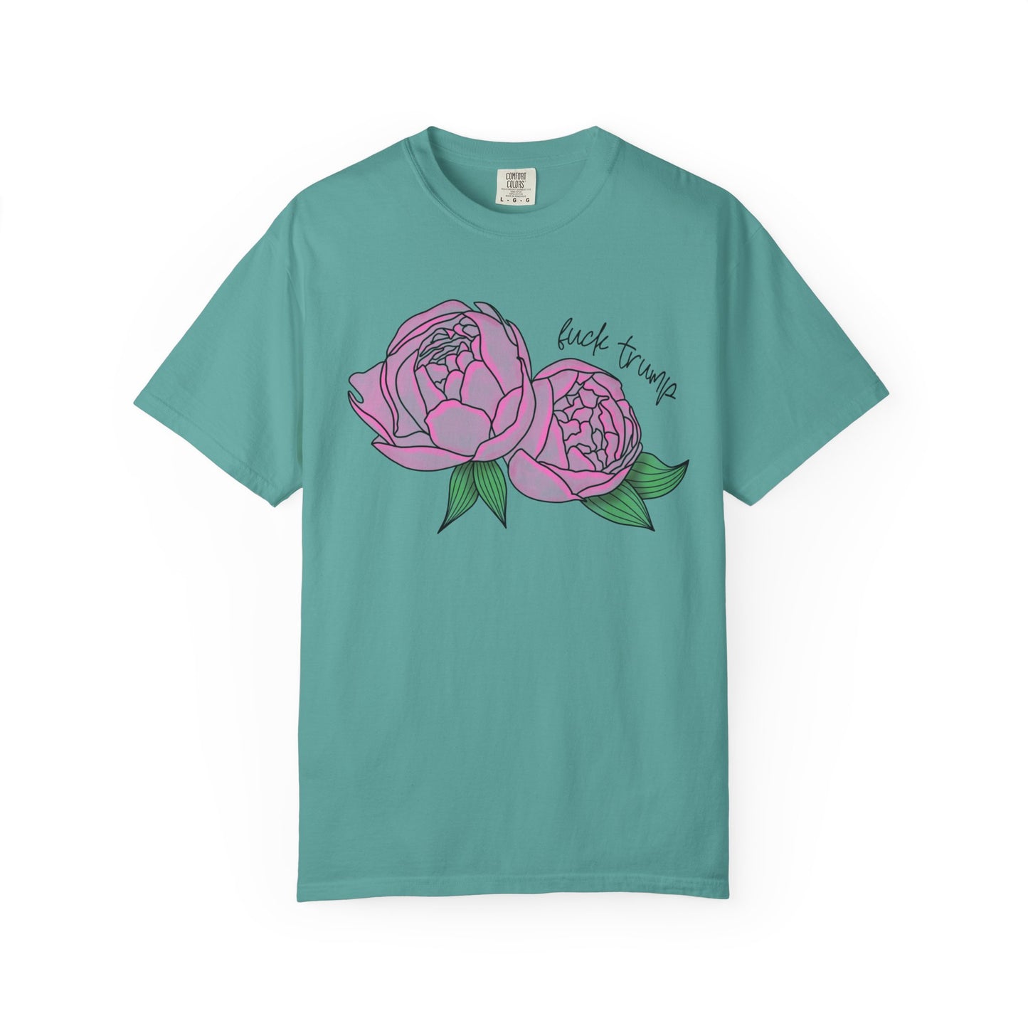 Slightly Subtle Pink Peony Floral Illustration T-shirt | Hand-drawn Blooms FDT