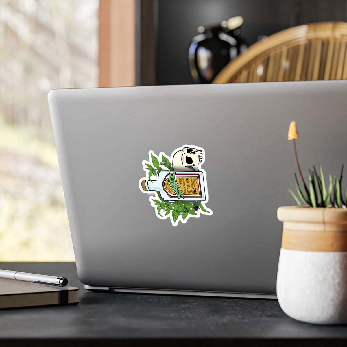 Herbal Aqua Tofana Tonic Bottle Sticker  Skull & Belladonna Kiss-Cut Vinyl Decal