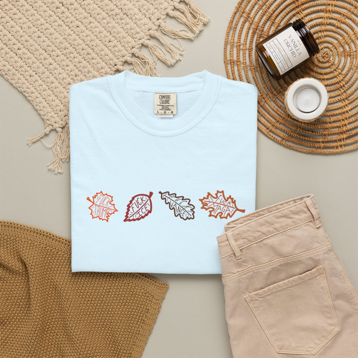 Autumn Leaves T-Shirt FDT Minimal Fall Foliage Graphic Tee