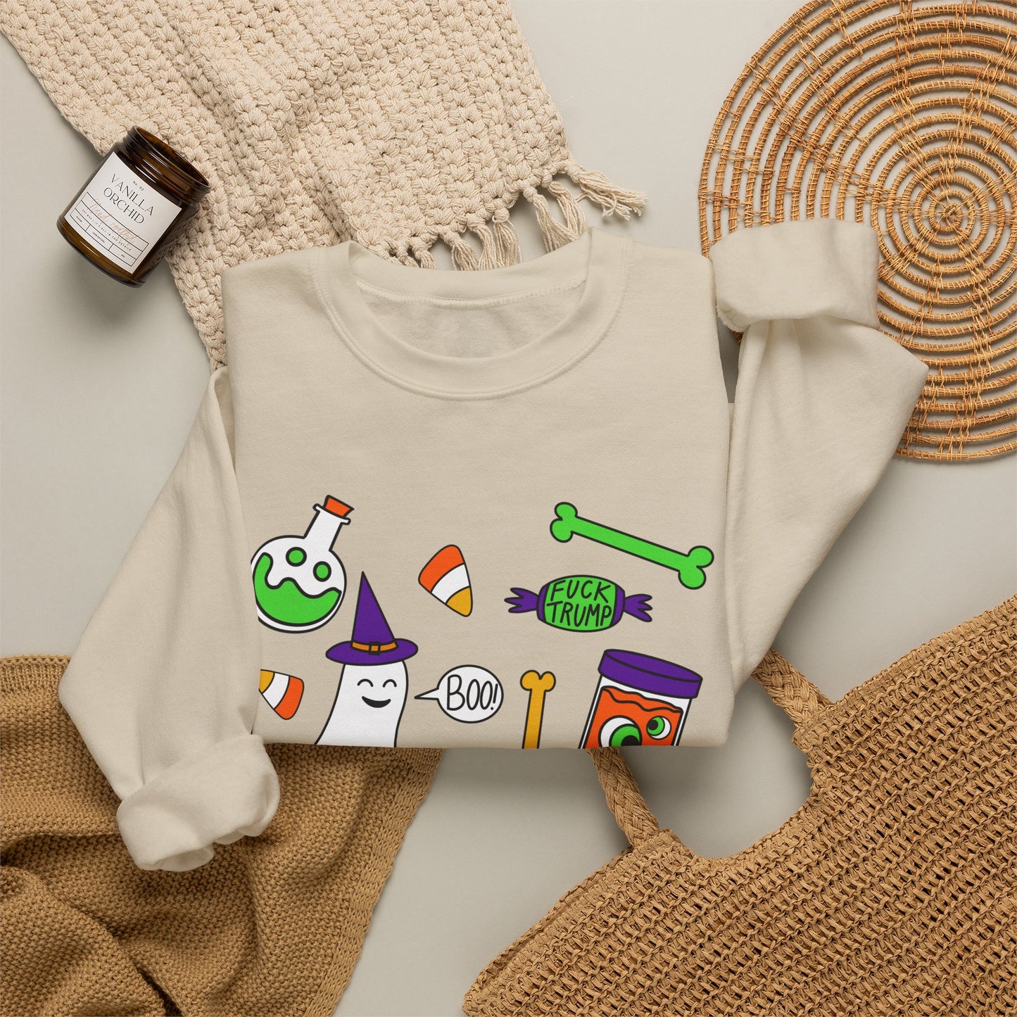 Halloween Candy Ghosts Crewneck Sweatshirt — Cute Spooky Graphic