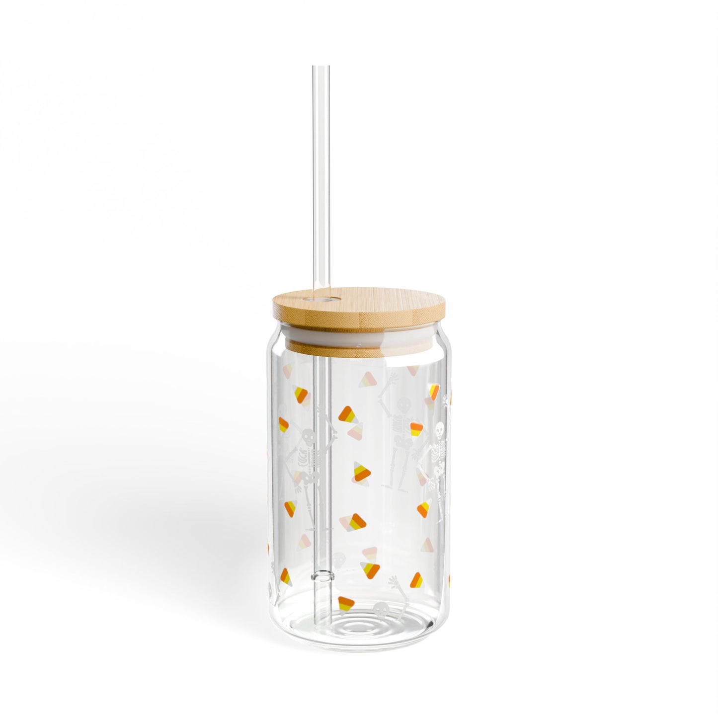 Slightly Subtle Spooky Halloween-Themed Sipper Glass, Candy Corn Design, Stylish Drinkware for Parties, Gifts, and Home Decor
