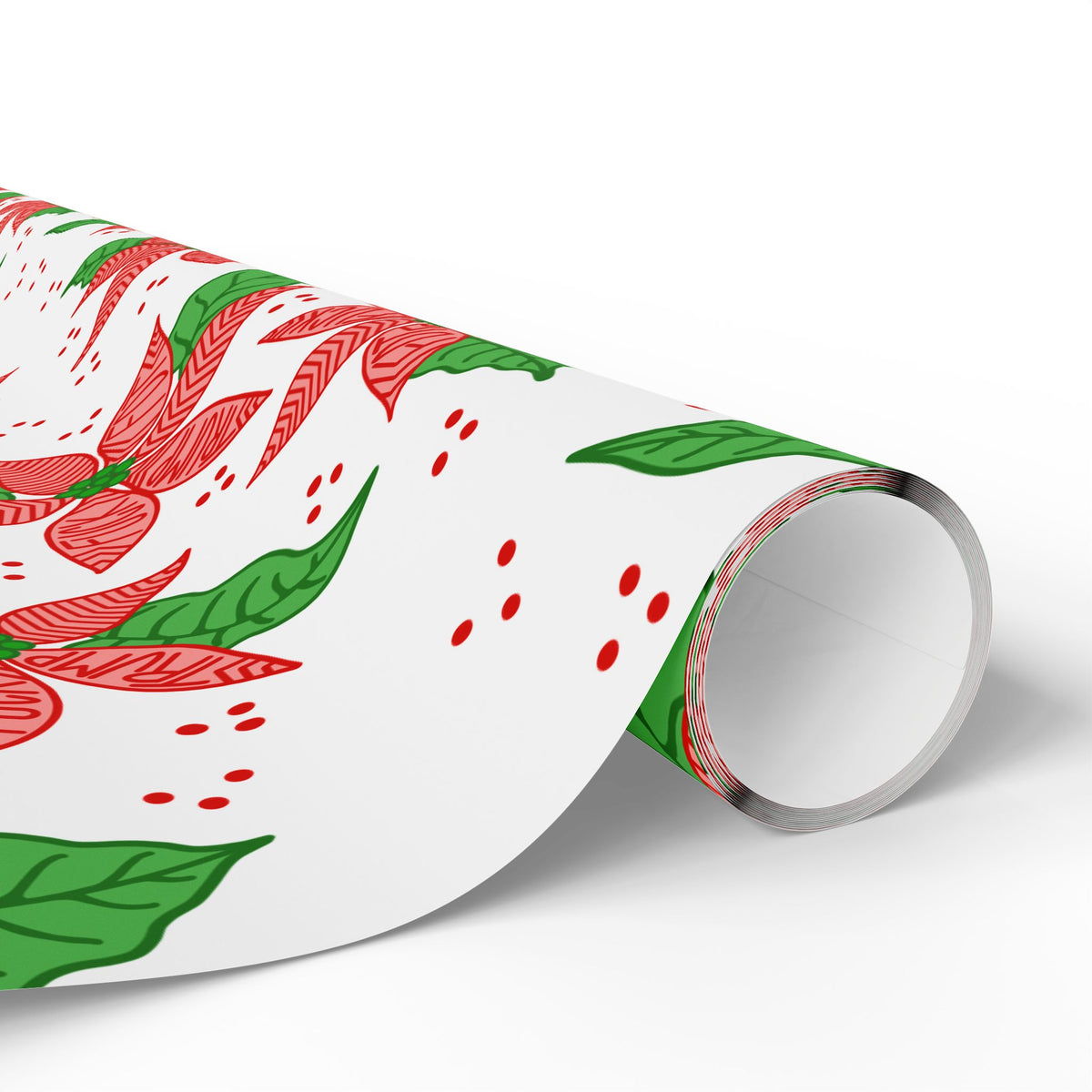 Poinsettia Pattern Wrapping Paper | Christmas Floral Holiday Wrap