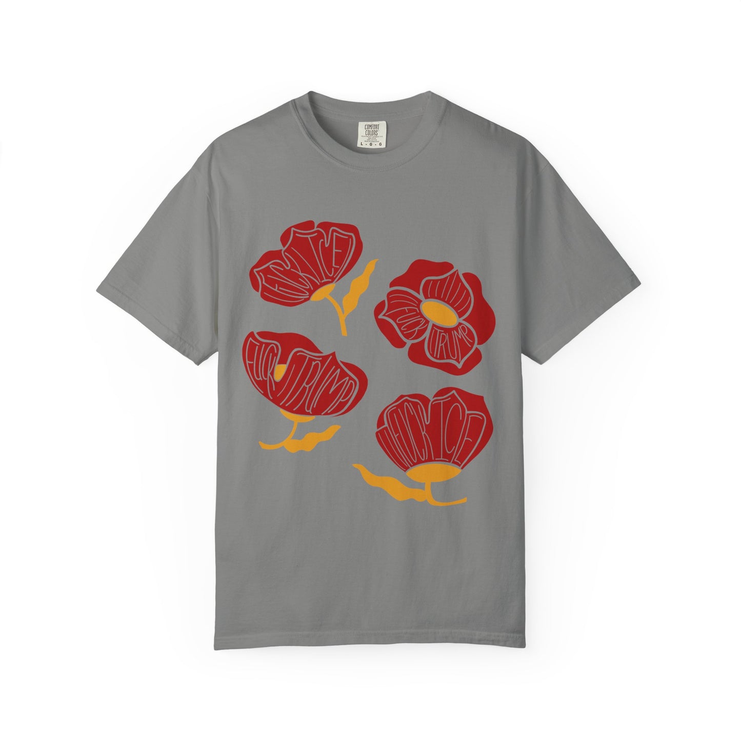 Slightly Subtle Red Abstract Poppy Flowers T-Shirt | Floral Graphic Tee FDT