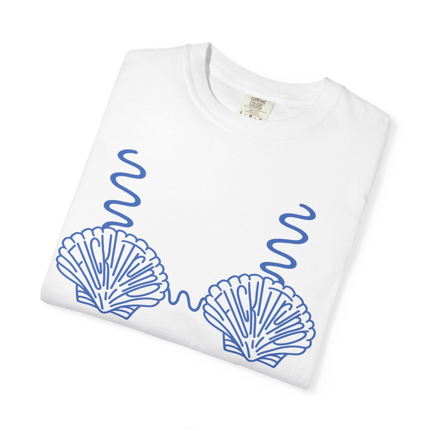 Slighly Subtle Seashell Bikini Line Art T-Shirt | Beachy Mermaid Shells Graphic Tee FDT