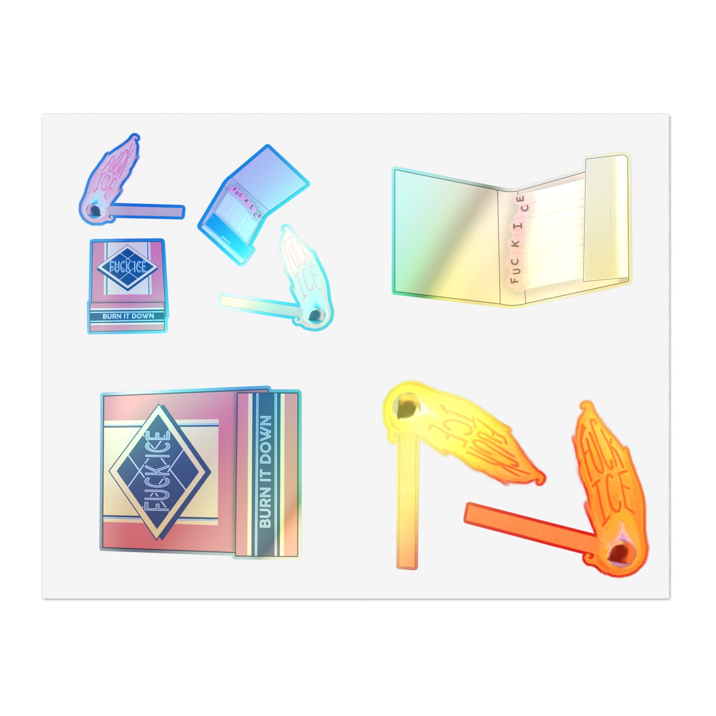 Fuck Ice Matchbox Matches Sticker Sheet