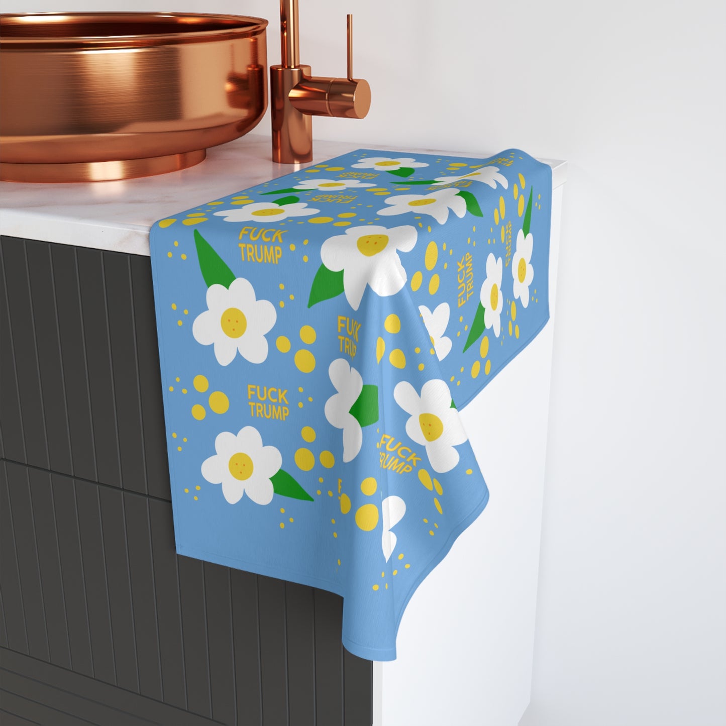 Slightly Subtle Daisy Blue Hand Towel