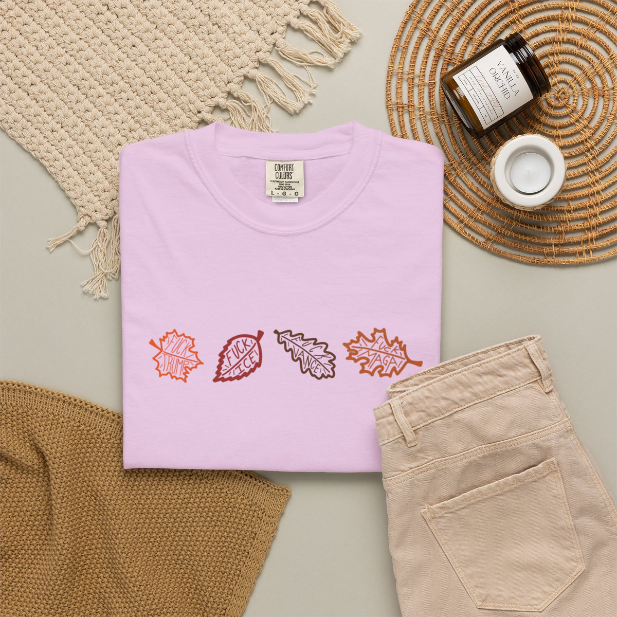 Autumn Leaves T-Shirt FDT Minimal Fall Foliage Graphic Tee