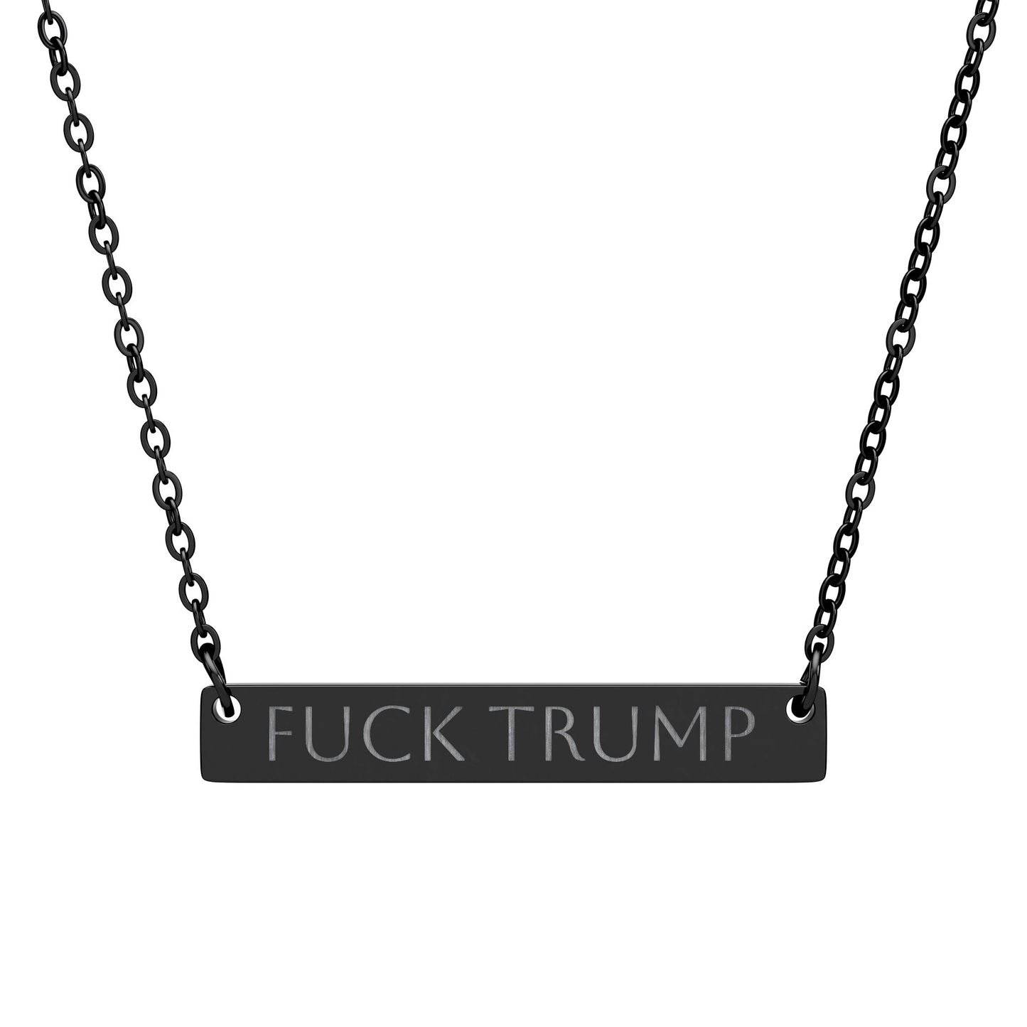 Engraved F Trump Horizontal Bar Necklace | Political Phrase Pendant