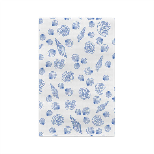 Slightly Subtle Seashell Pattern Microfiber Tea Towel | Coastal Kitchen Print FDT