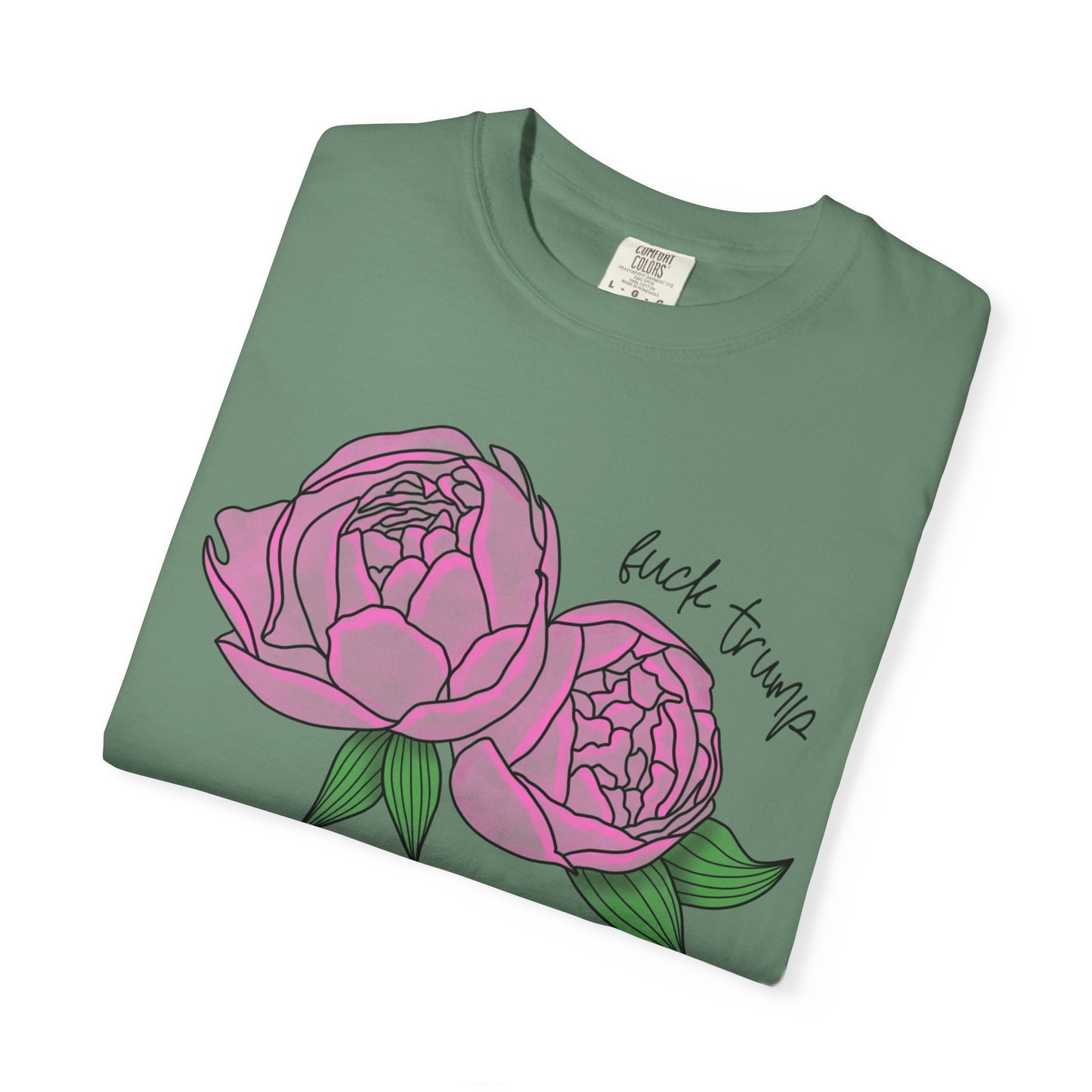 Slightly Subtle Pink Peony Floral Illustration T-shirt | Hand-drawn Blooms FDT