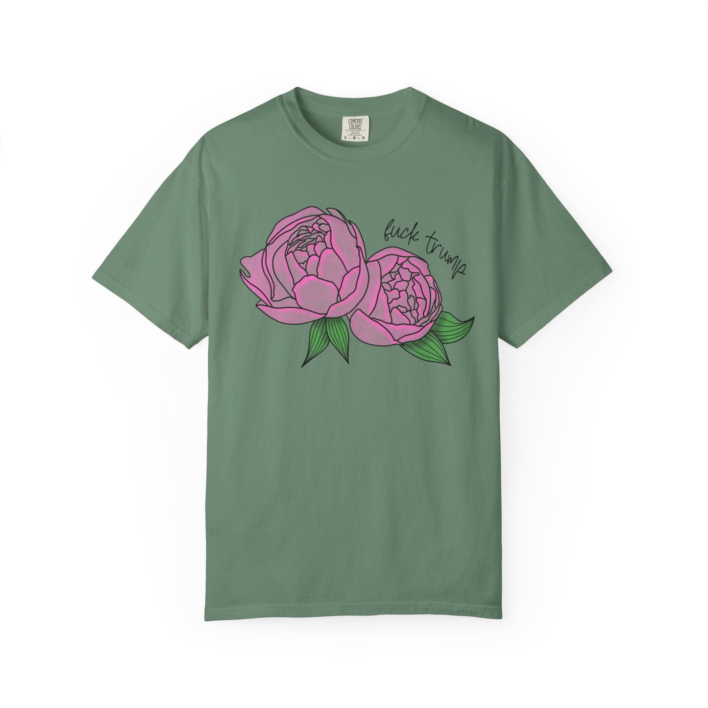 Slightly Subtle Pink Peony Floral Illustration T-shirt | Hand-drawn Blooms FDT