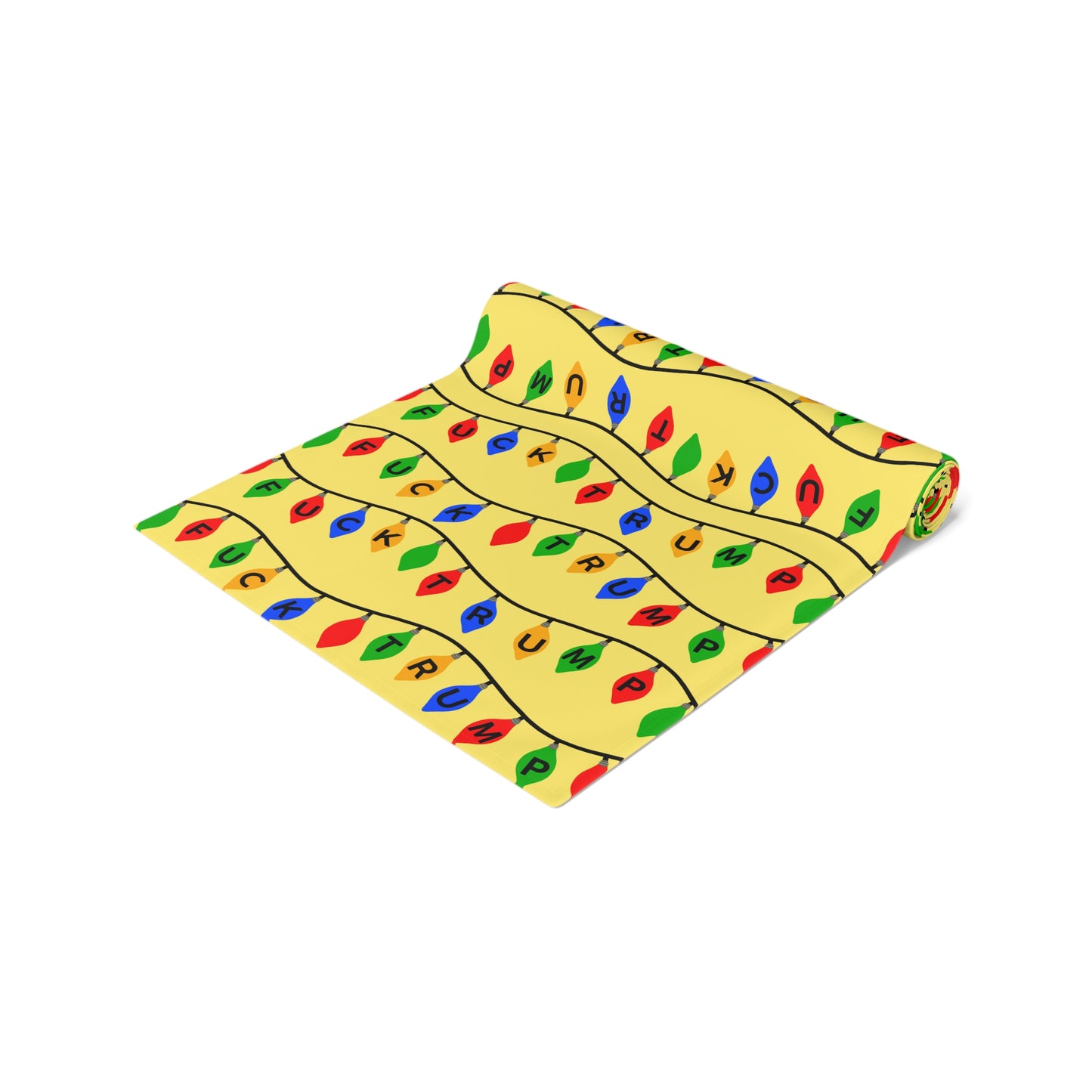 Slightly Subtle Holiday Lights Festive Table Runner Yellow