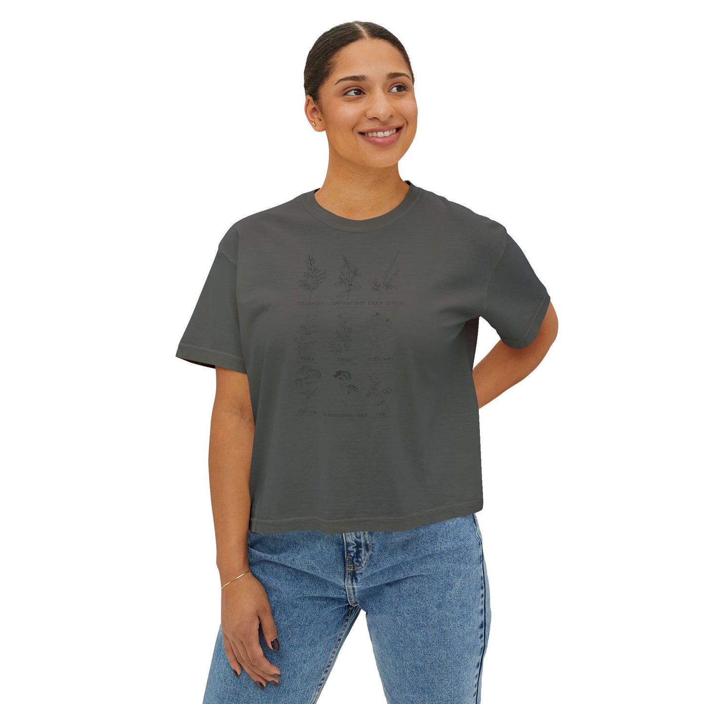 Herbs for Reproductive Freedom Boxy CROP Botanical Illustration Chart Comfort Colors Crop Tee