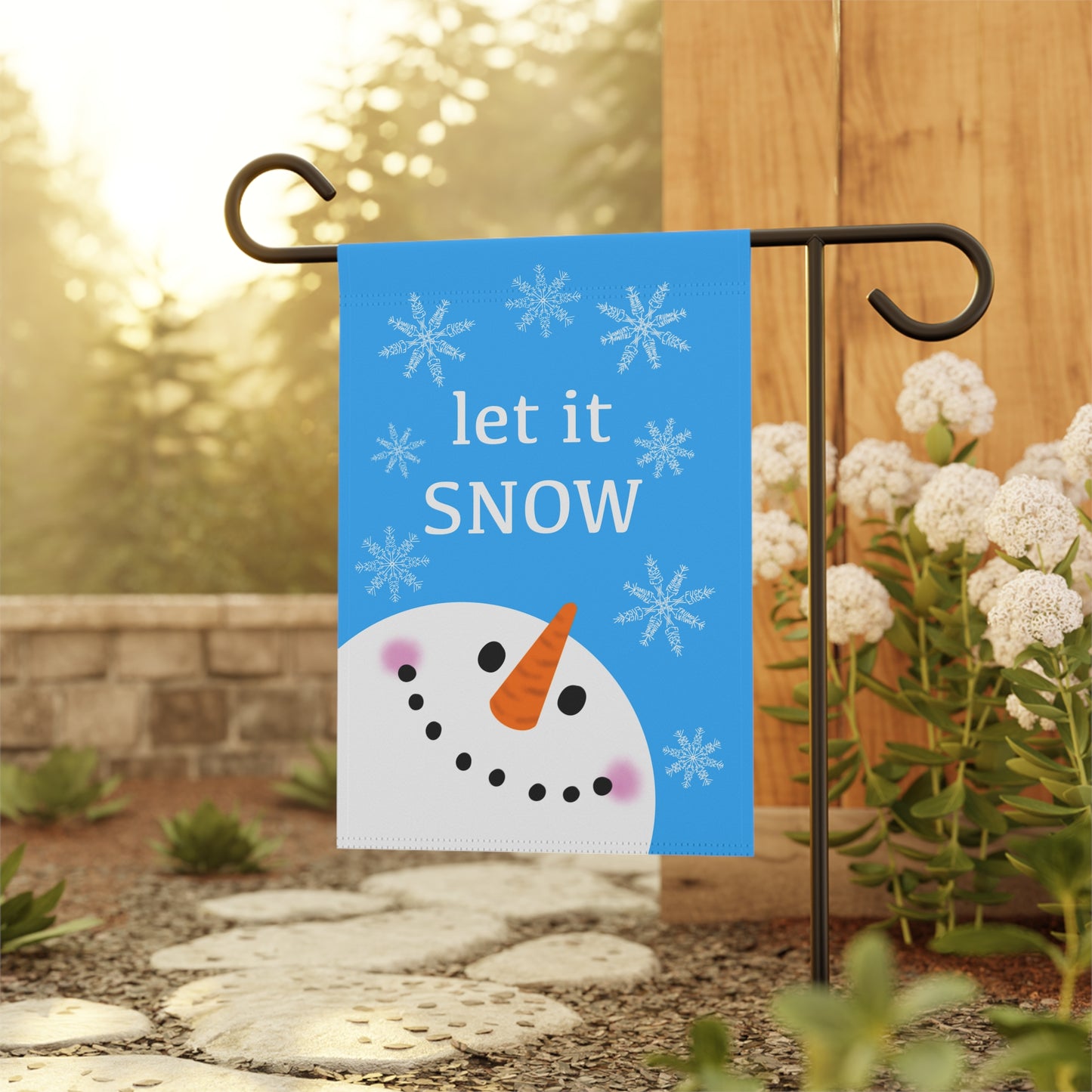 Slightly Subtle Snowman Garden Banner, Hidden Message Snowflake Winter Decor, Let it Snow Flag, Holiday Outdoor Sign, Seasonal Decoration