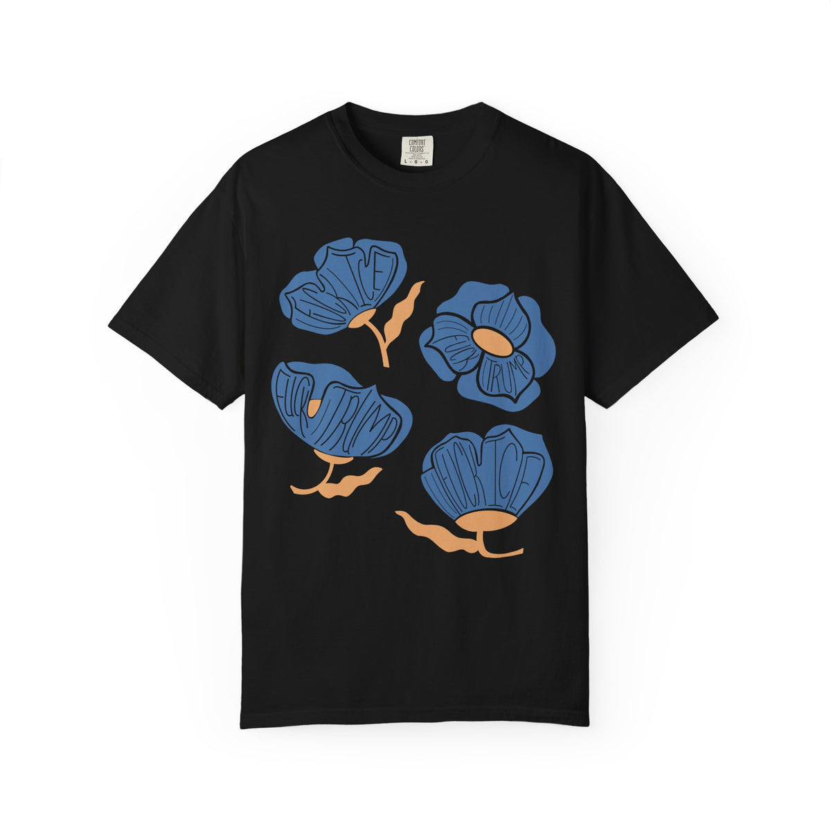 Slightly Subtle Blue Poppy Flowers T-Shirt | Floral Illustration Tee