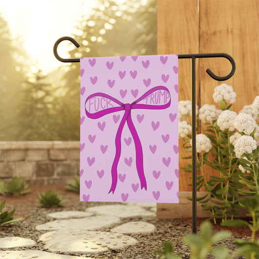 Slightly Subtle Pink Heart Bow Garden & House Banner | Political Yard Flag