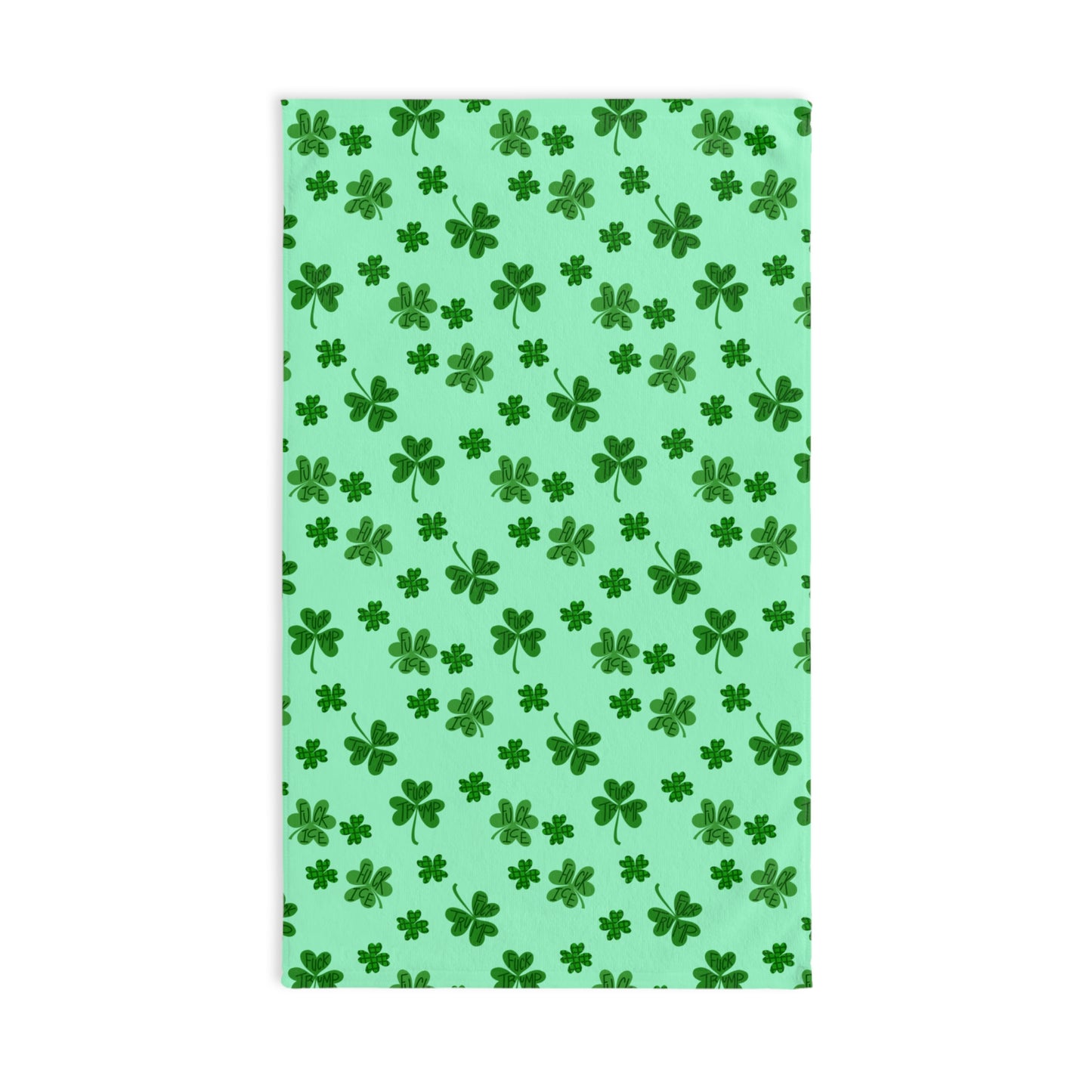 Slightly Subtle Shamrock Pattern Hand Towel | St. Patrick's Day Clover Kitchen Towel