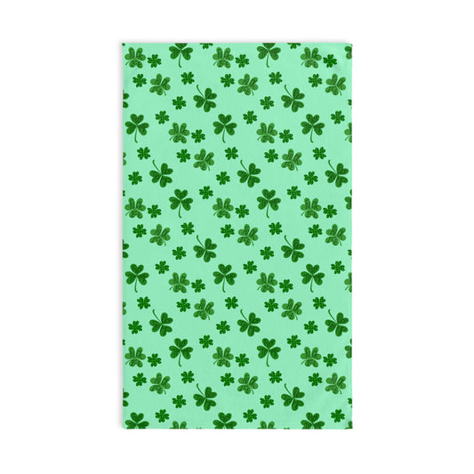 Slightly Subtle Shamrock Pattern Hand Towel | St. Patrick's Day Clover Kitchen Towel