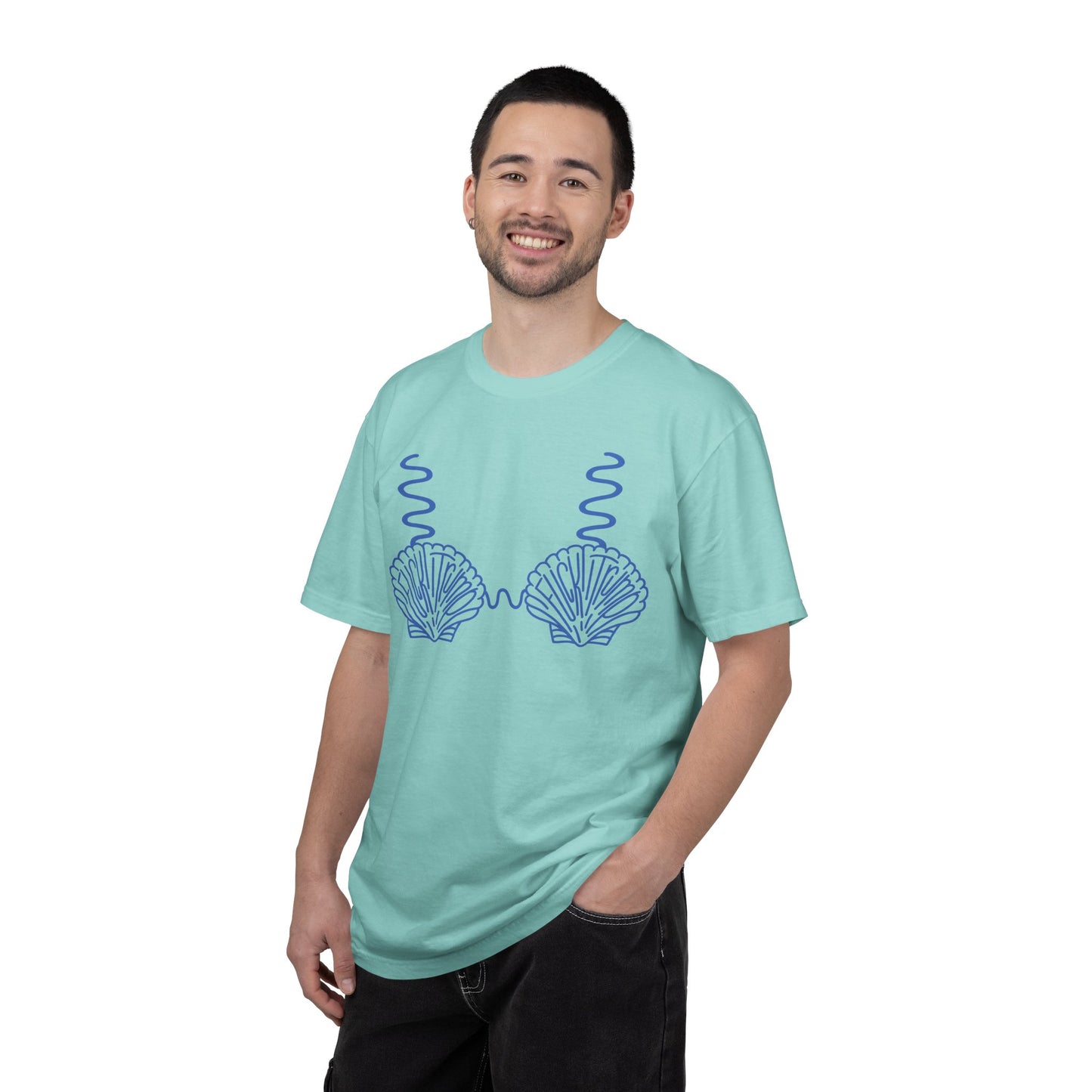 Slighly Subtle Seashell Bikini Line Art T-Shirt | Beachy Mermaid Shells Graphic Tee FDT