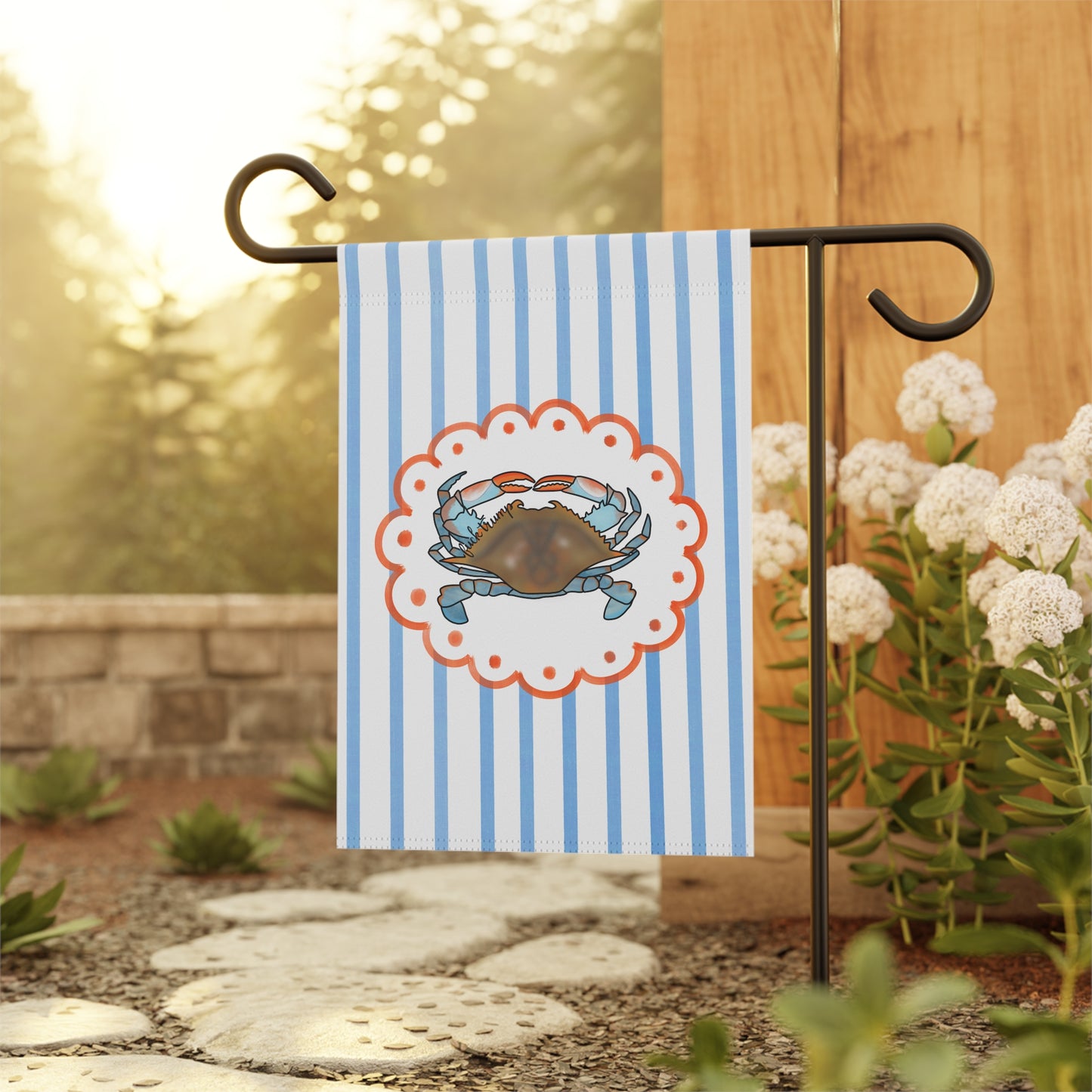 Coastal Blue Striped Crab Garden Flag Nautical FDT