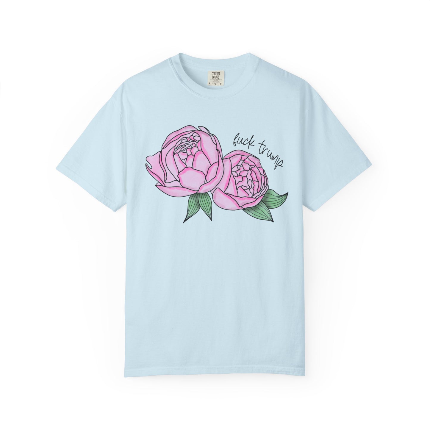 Slightly Subtle Pink Peony Floral Illustration T-shirt | Hand-drawn Blooms FDT