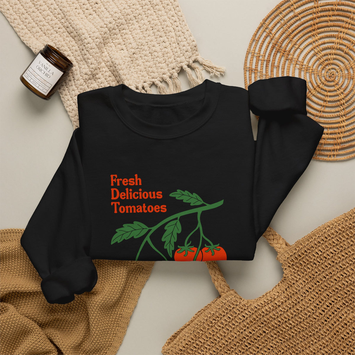 Tomato Crewneck Sweatshirt “Fresh Delicious Tomatoes” Vintage Farm Graphic
