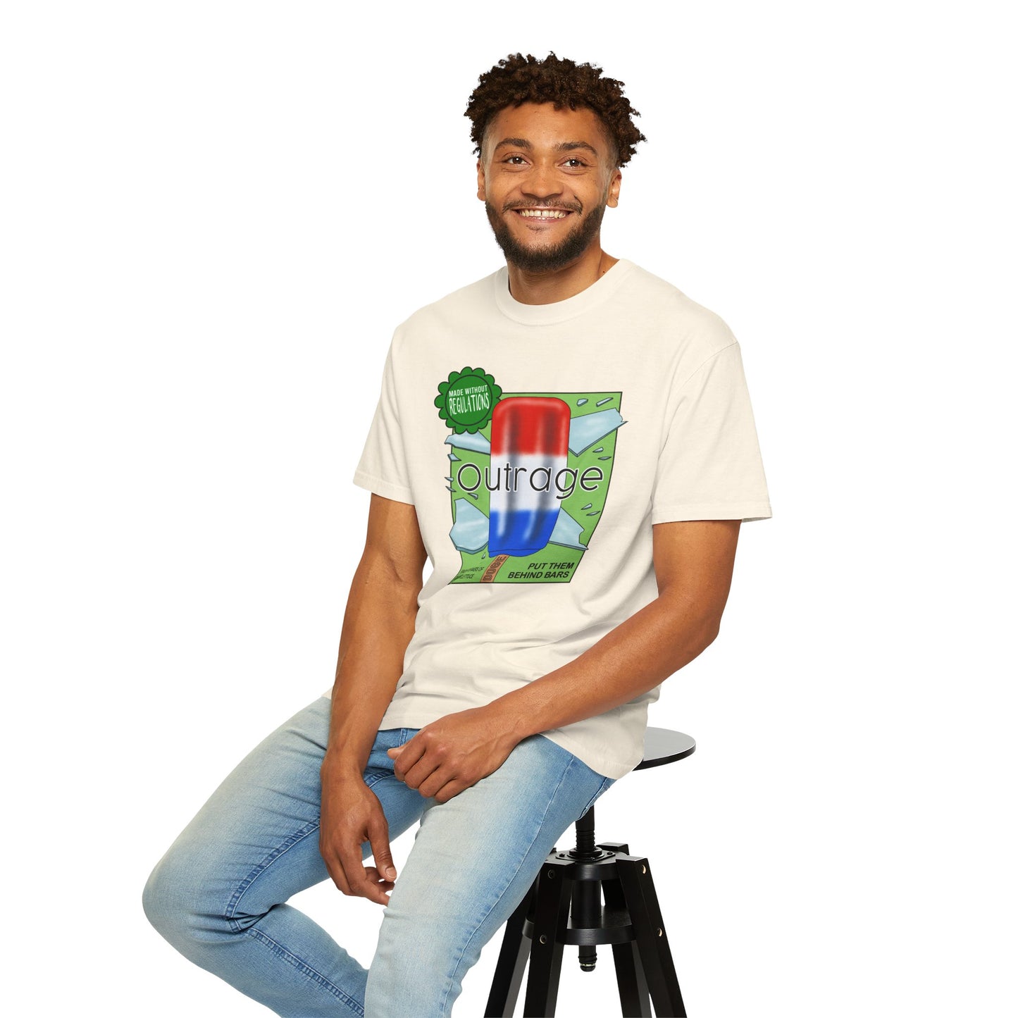 Outrage Glass Popsicle Graphic T-Shirt Patriot Pop Art Tee