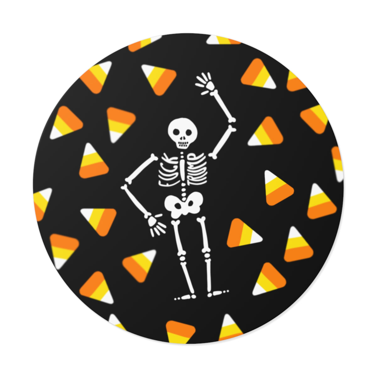 Halloween Skeleton & Candy Corn Round Vinyl Sticker FDT
