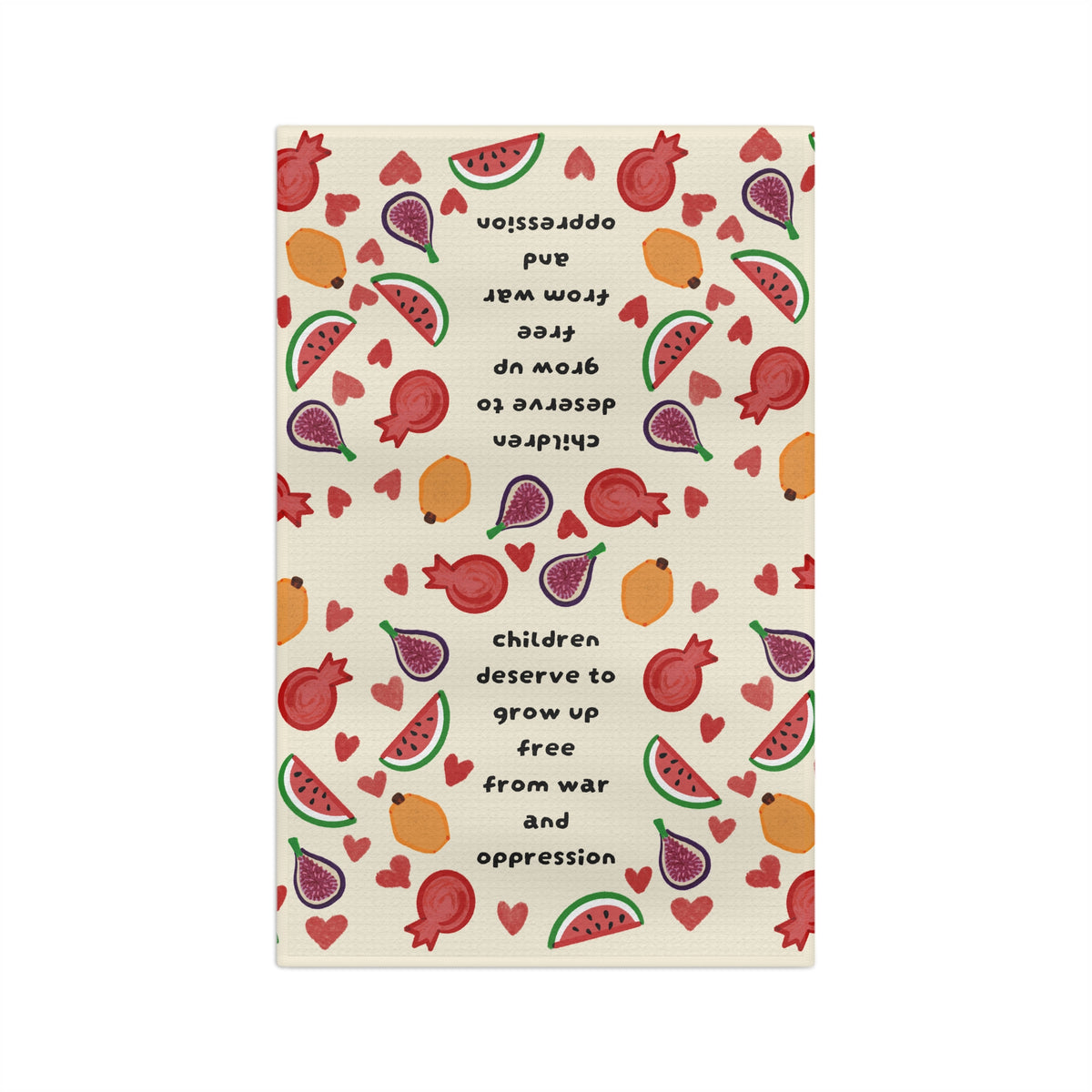 Children Deserve to Grow Up Free from war and oppression Tea Towel  Fruit Pattern Microfiber Kitchen Towel