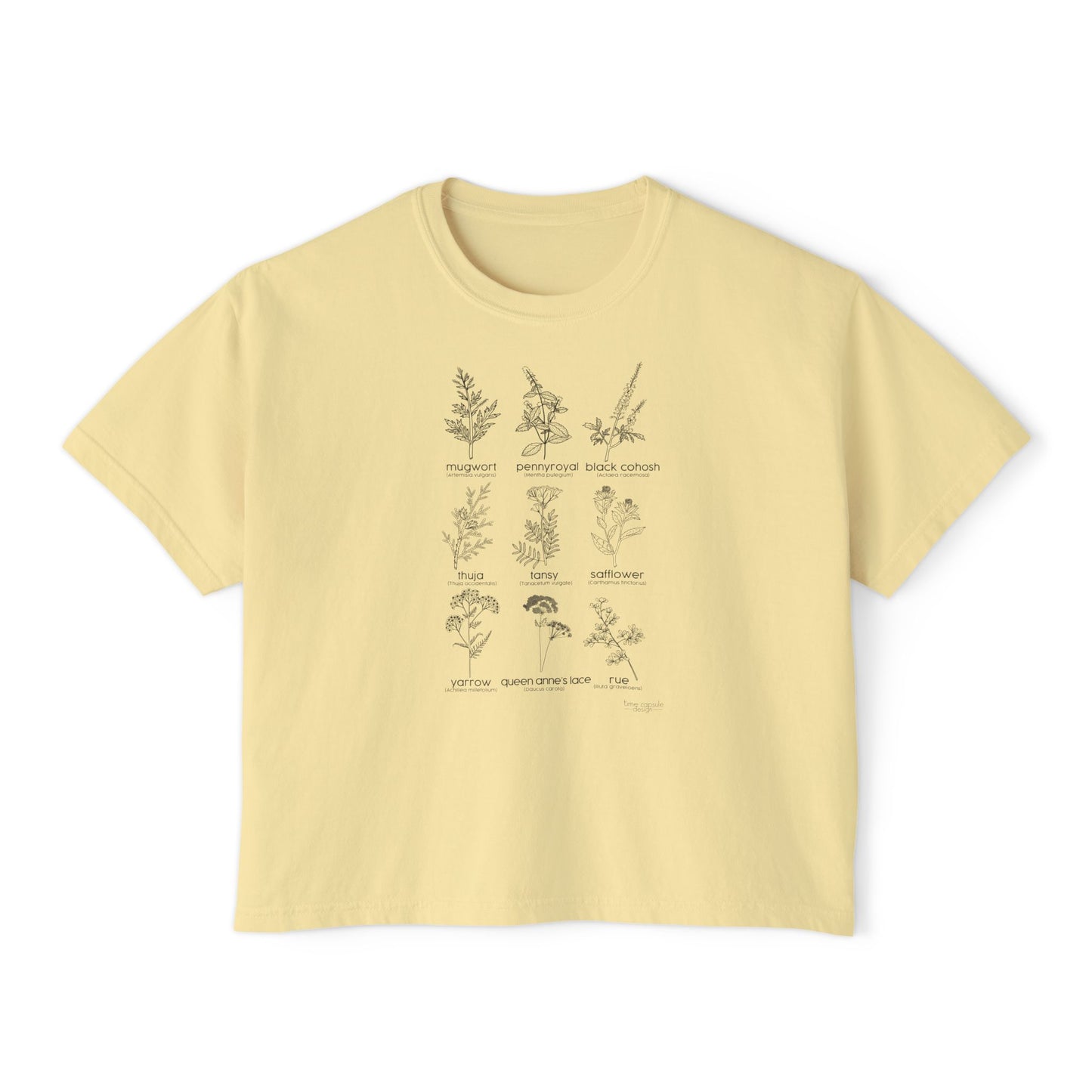 Herbs for Reproductive Freedom Boxy CROP Botanical Illustration Chart Comfort Colors Crop Tee