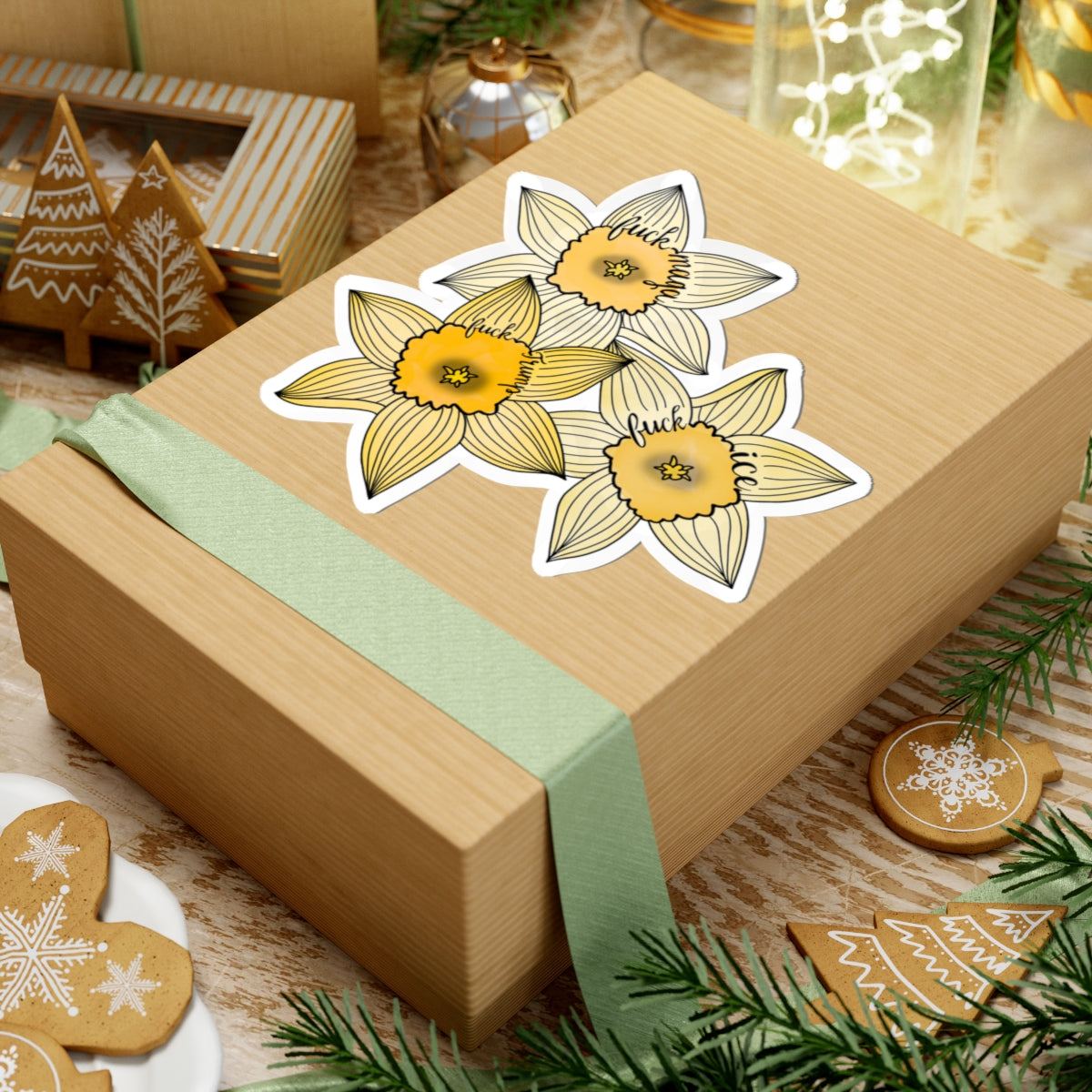 Slightly Subtle Daffodil Trio Kiss-Cut Stickers | Floral Vinyl Sticker FDT
