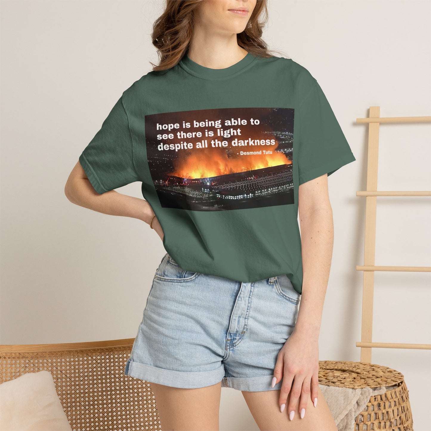 Hope is Being Able to See There is Light Fire T-Shirt | Inspirational Quote Tee Warehouse