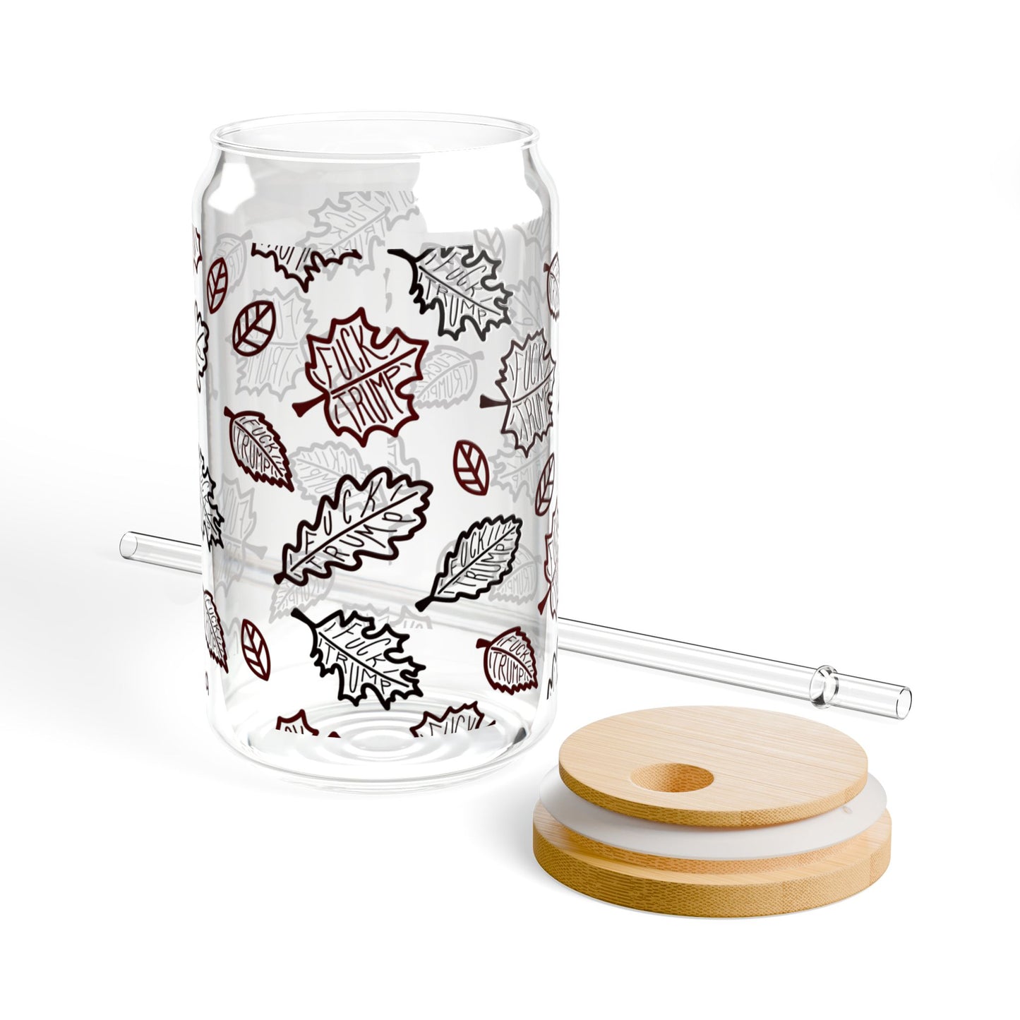 Slightly Subtle Autumn Leaf Pattern Sipper Glass