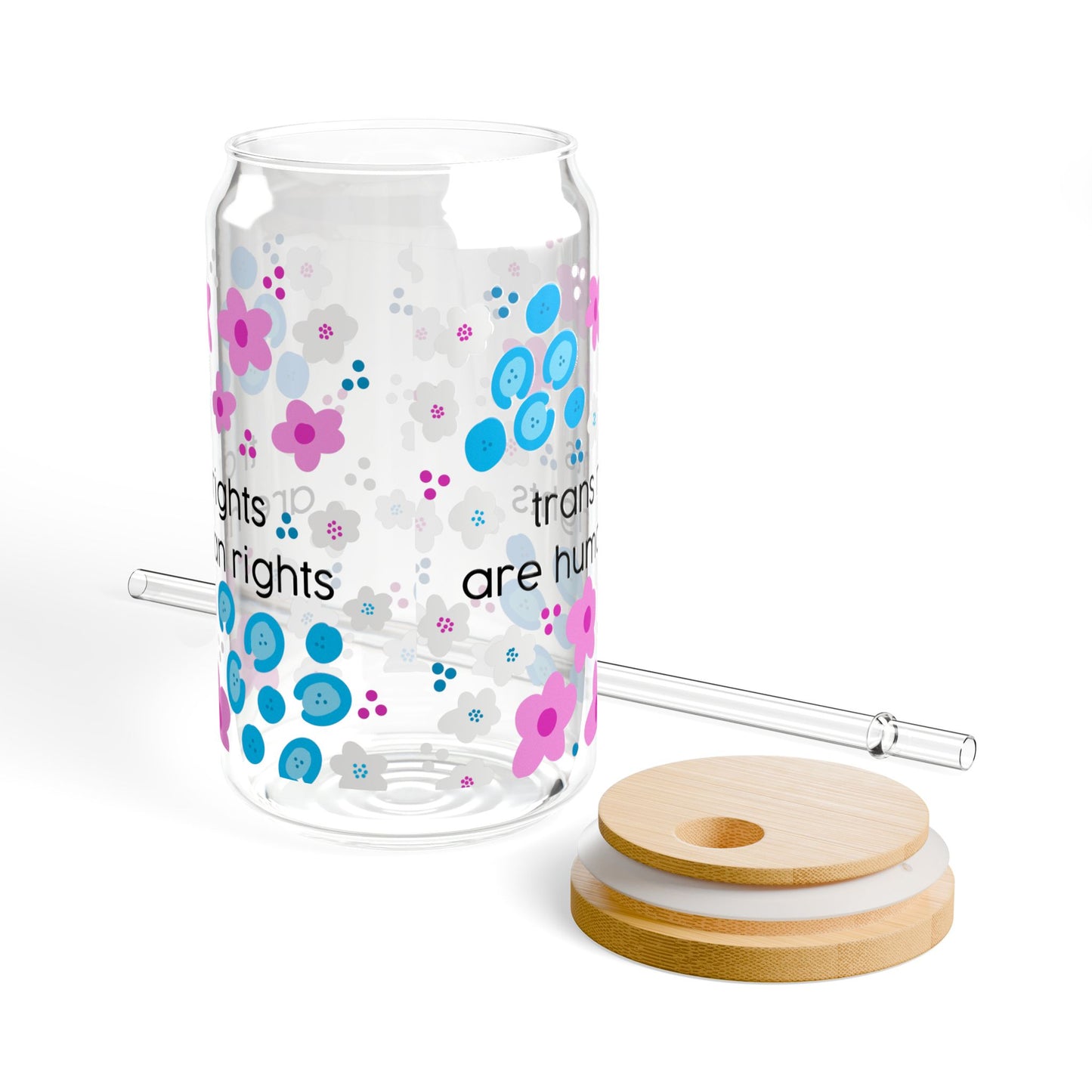 Trans Rights Are Human Rights Sipper Glass Can