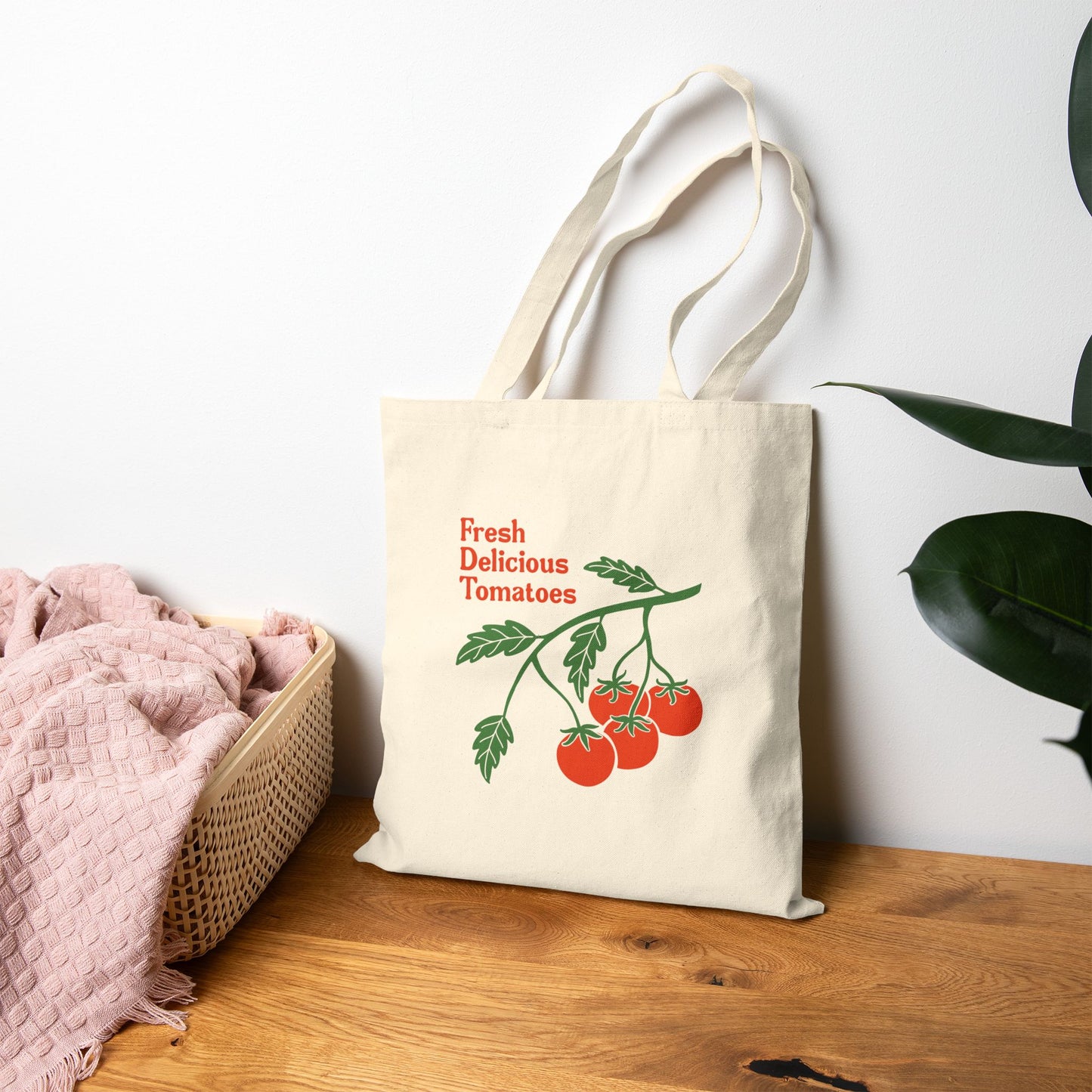 Fresh Delicious Tomatoes Tote Bag | Vintage Tomato Illustration, Farmer's Market Canvas fdt