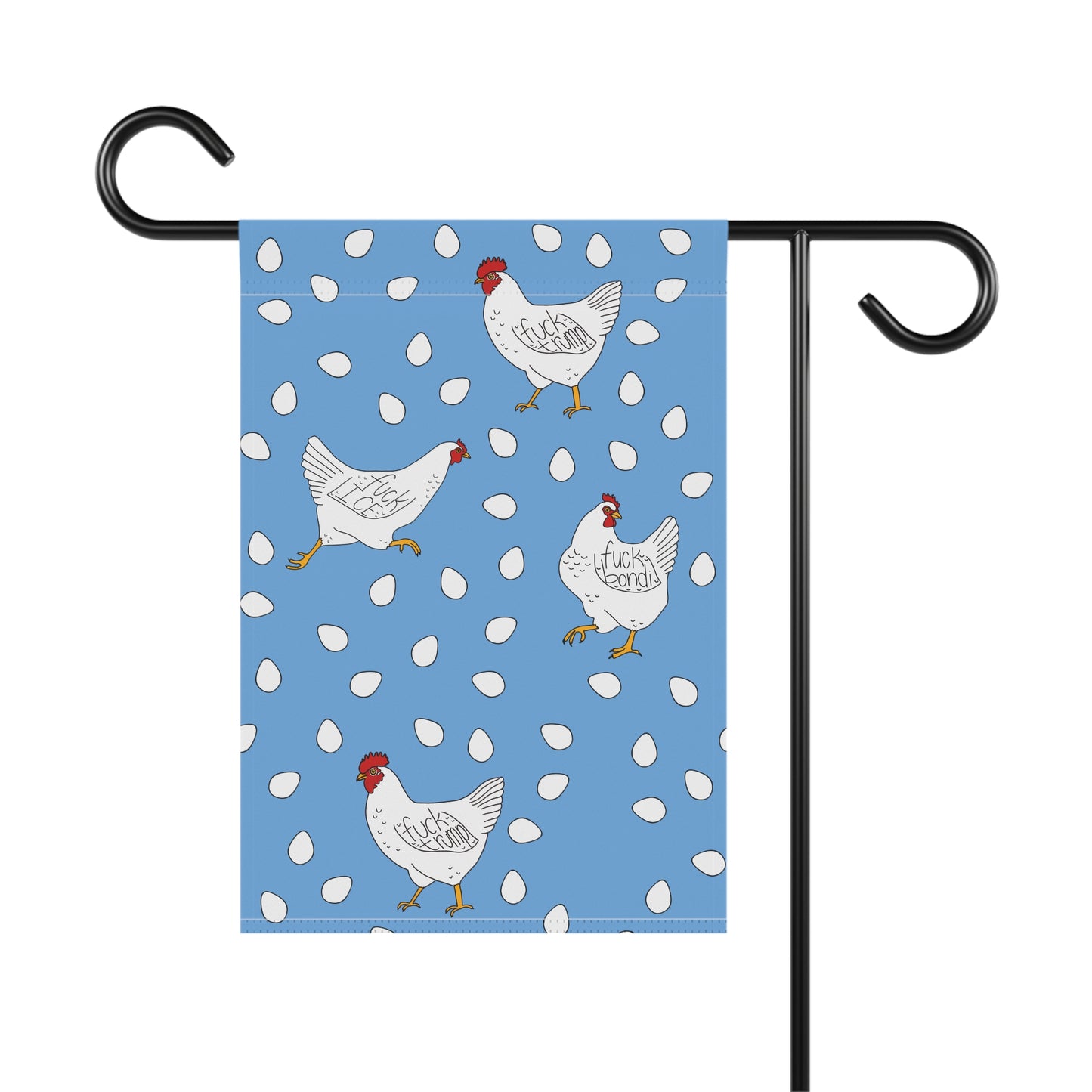 Slightly Subtle Chicken Egg Pattern Garden Flag | House Banner, Blue Hen Yard Flag FDT