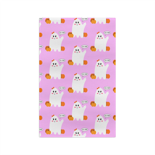 Cute Ghost & Pumpkin Microfiber Tea Towel fdt Halloween Kitchen Towel