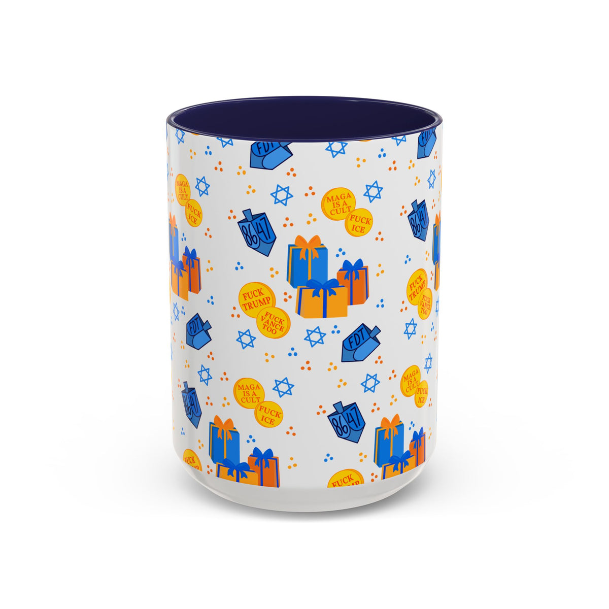 Hanukkah Gift Coffee Mug – Happy Hanukkah Dreidel Gelt Gifts FDT Mug