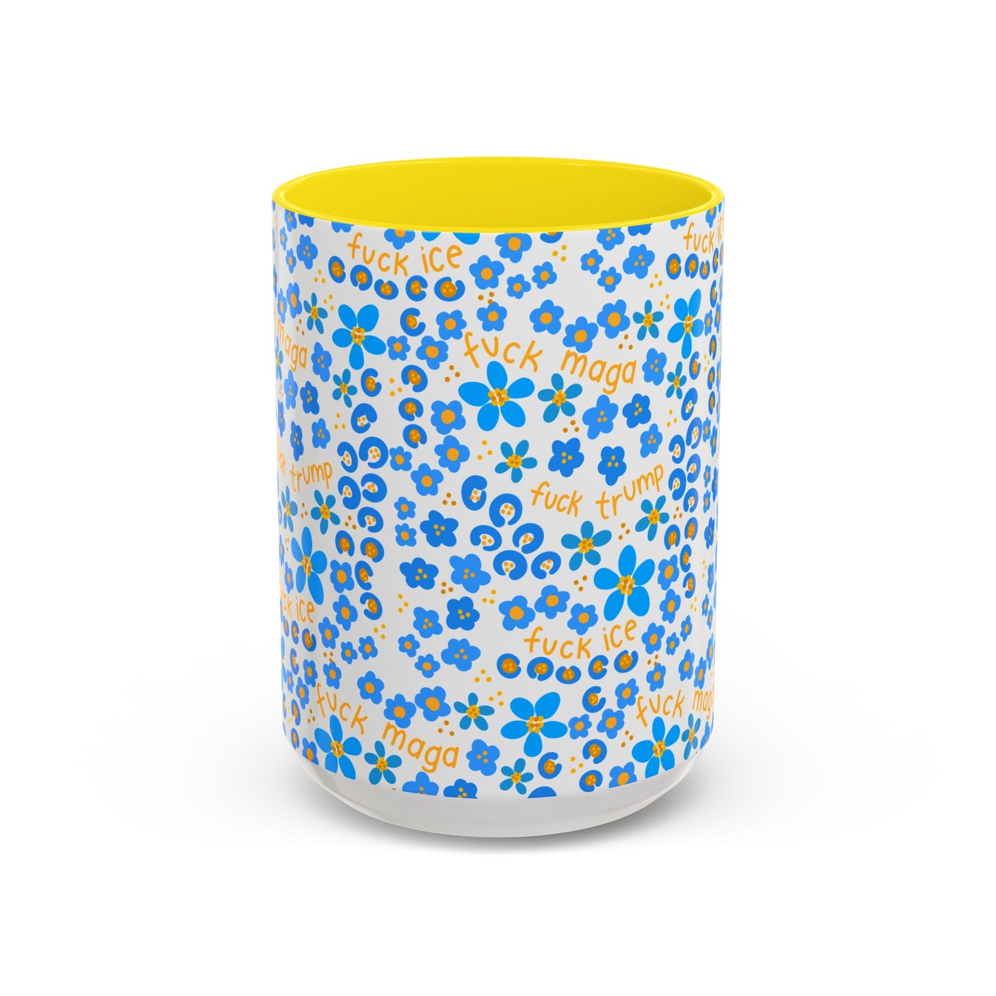 Slightly subtle Blue Floral Pattern mug | Swear Word Accent Coffee Mug FDT