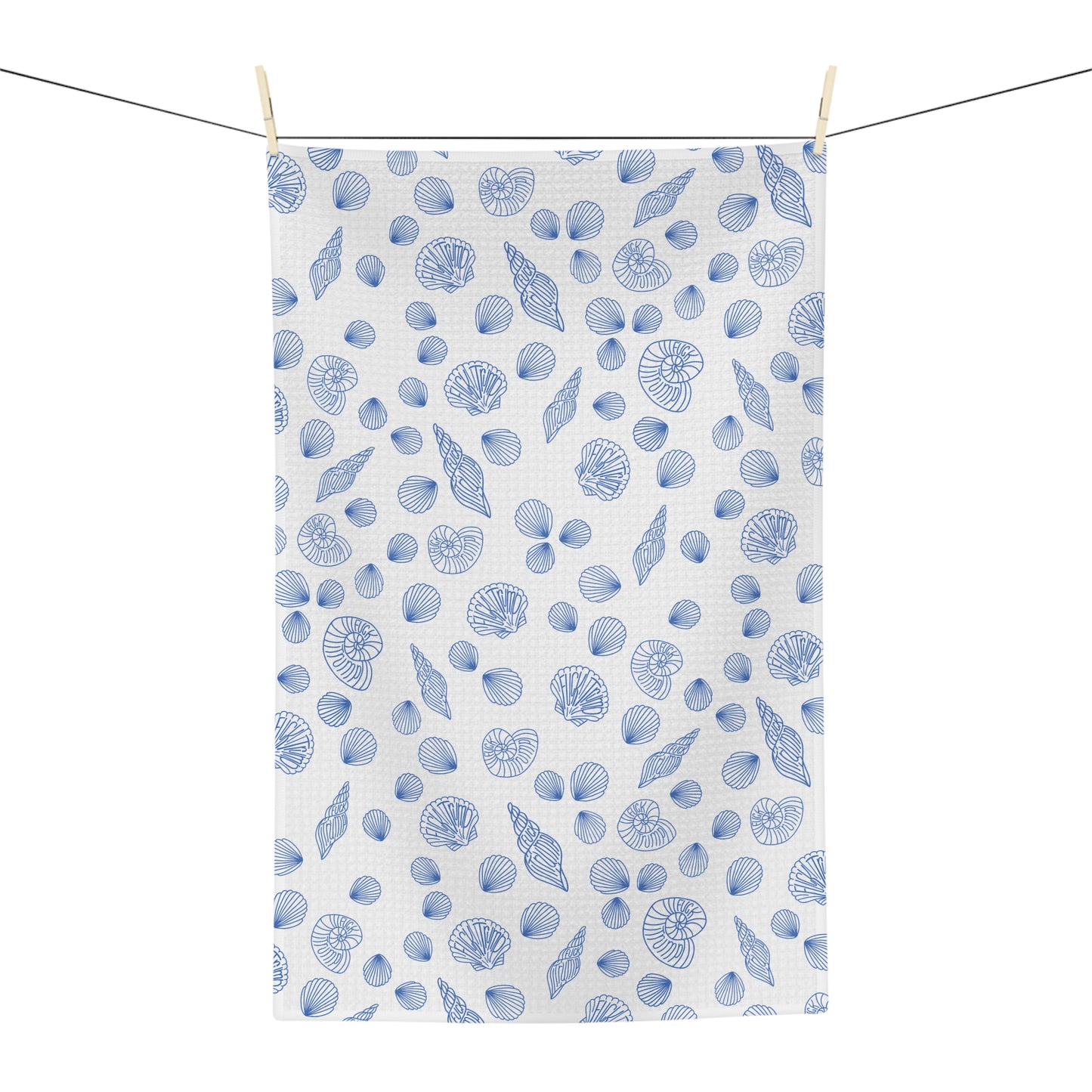 Slightly Subtle Seashell Pattern Microfiber Tea Towel | Coastal Kitchen Print FDT