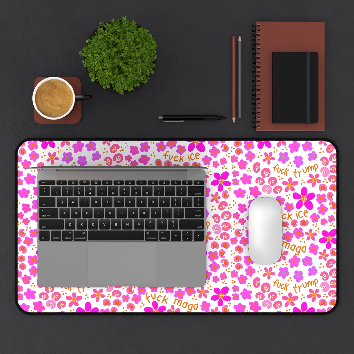 Slightly Subtle Pink Floral Pattern desk mat | Flower Print Pet Mat