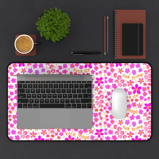 Slightly Subtle Pink Floral Pattern desk mat | Flower Print Pet Mat