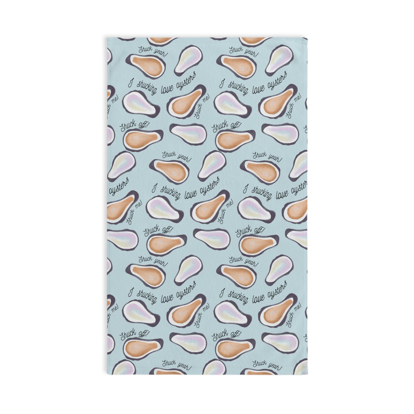 I Shucking Love Oysters Pattern Hand Towel | Coastal Beach Theme