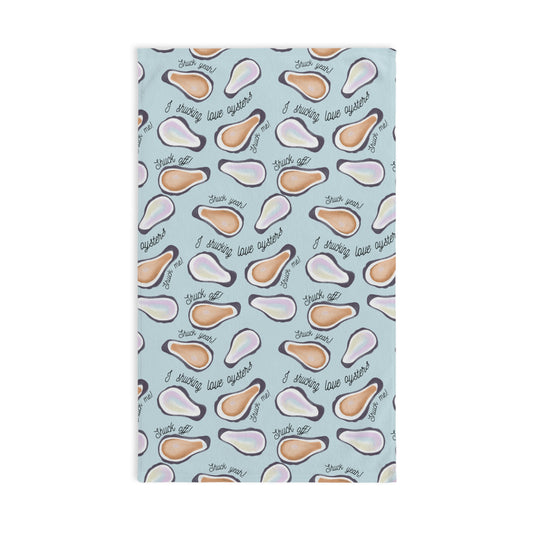 I Shucking Love Oysters Pattern Hand Towel | Coastal Beach Theme